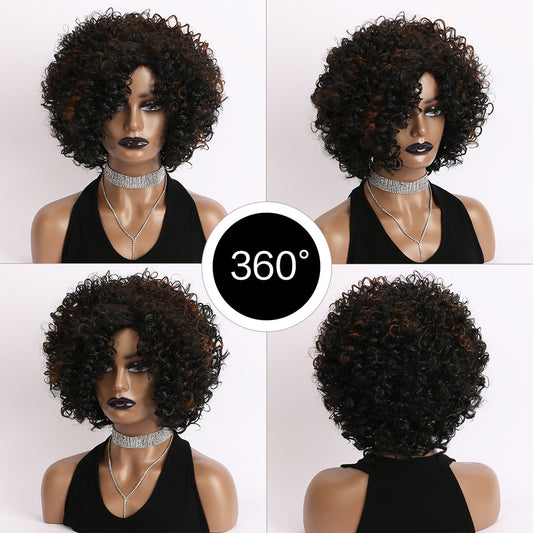 Fashion Elastic Net Black Small Head Wig Short Curly Hair