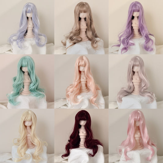 Silk Straight Bangs Long Curly Hair Dress Up Cos Wig