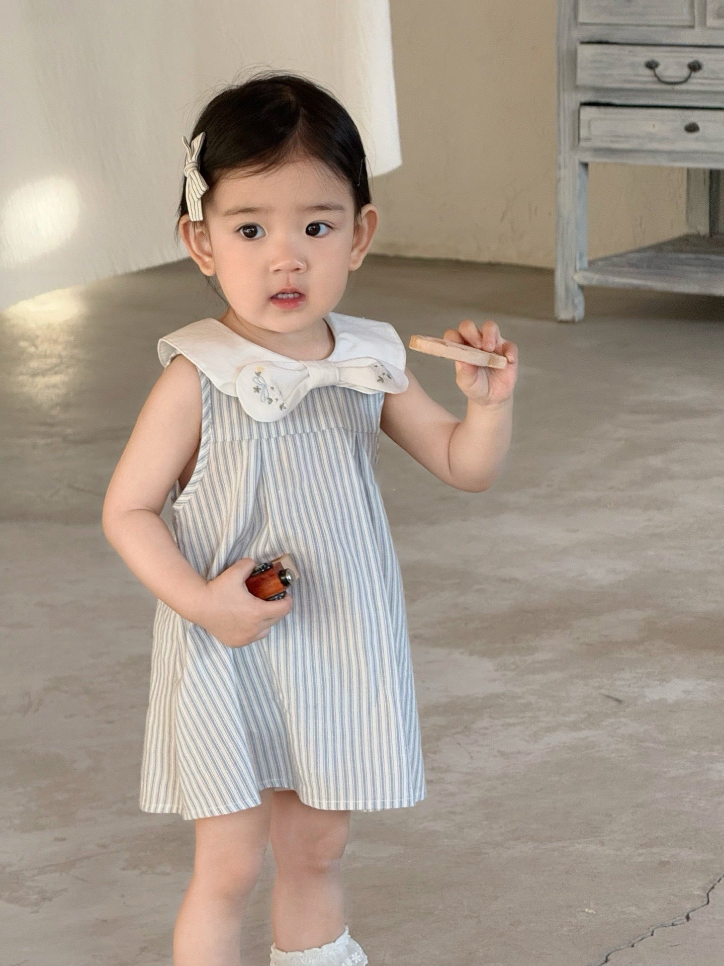 Summer Infant Korean Style Striped Sleeveless Children's Dress