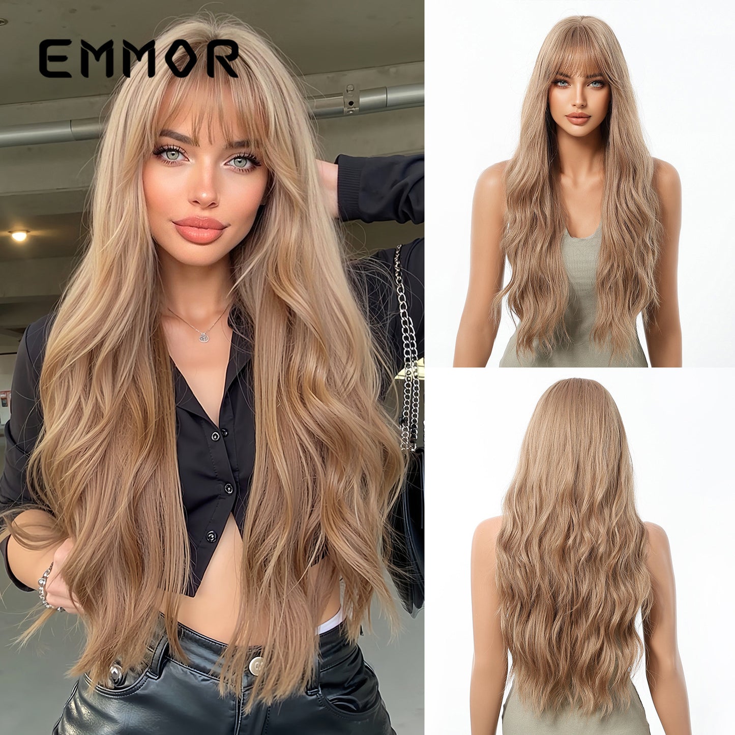 Tea Brown Big Wave Curly Full Wig Long Curls