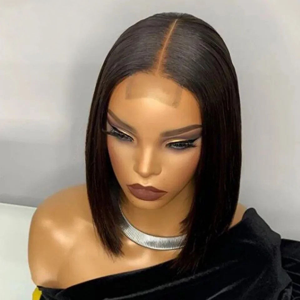 Kim Closure Bob Middle Part Human Long Straight Wig