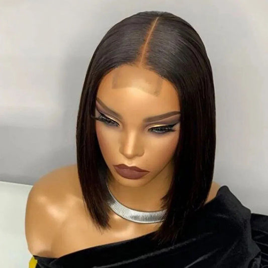 Kim Closure Bob Middle Part Human Long Straight Wig