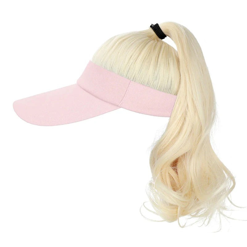 Personality Horse Tail Wavy Roll Pink Wig Ponytail