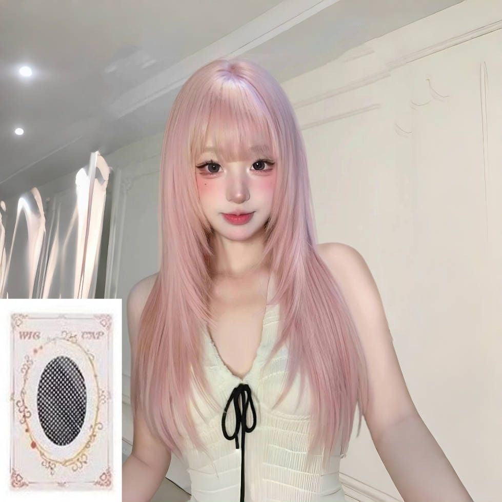 White Peach Soda Cherry Pink Female High Level Hair Sweet Long Straight Wig