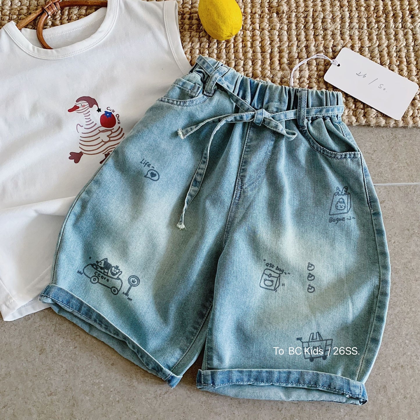 Children's Jeans Summer Thin Printed Cropped Trousers Children's Pants
