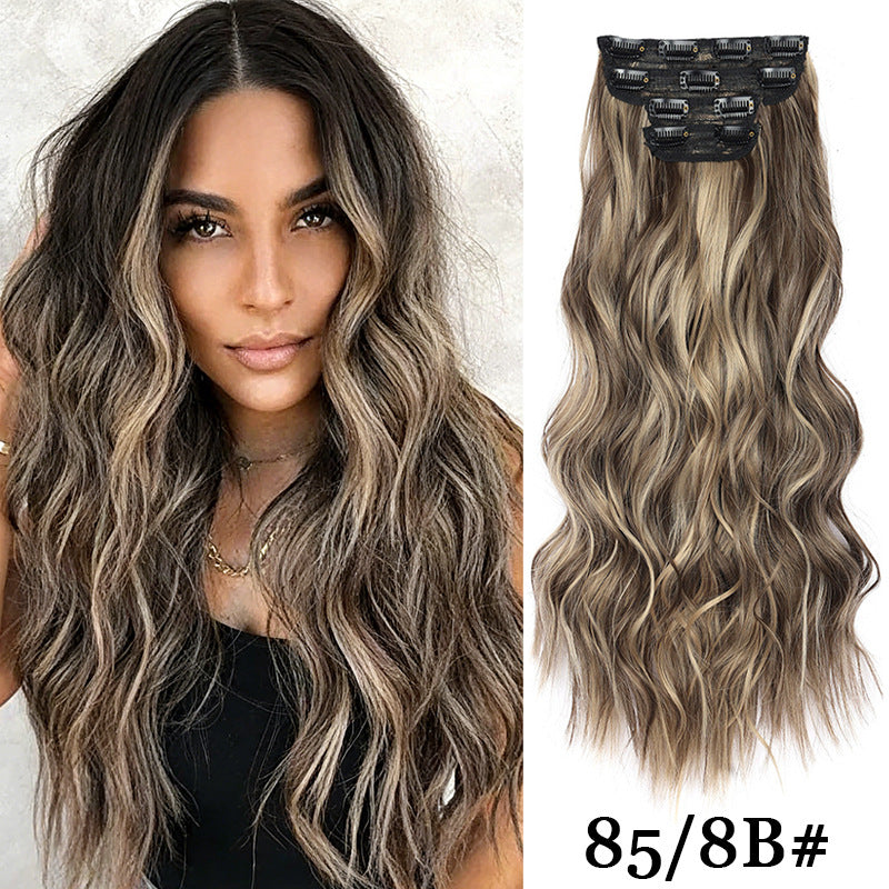 Hairpiece Clip Hair Extension Card Invisible Wig Long Curls