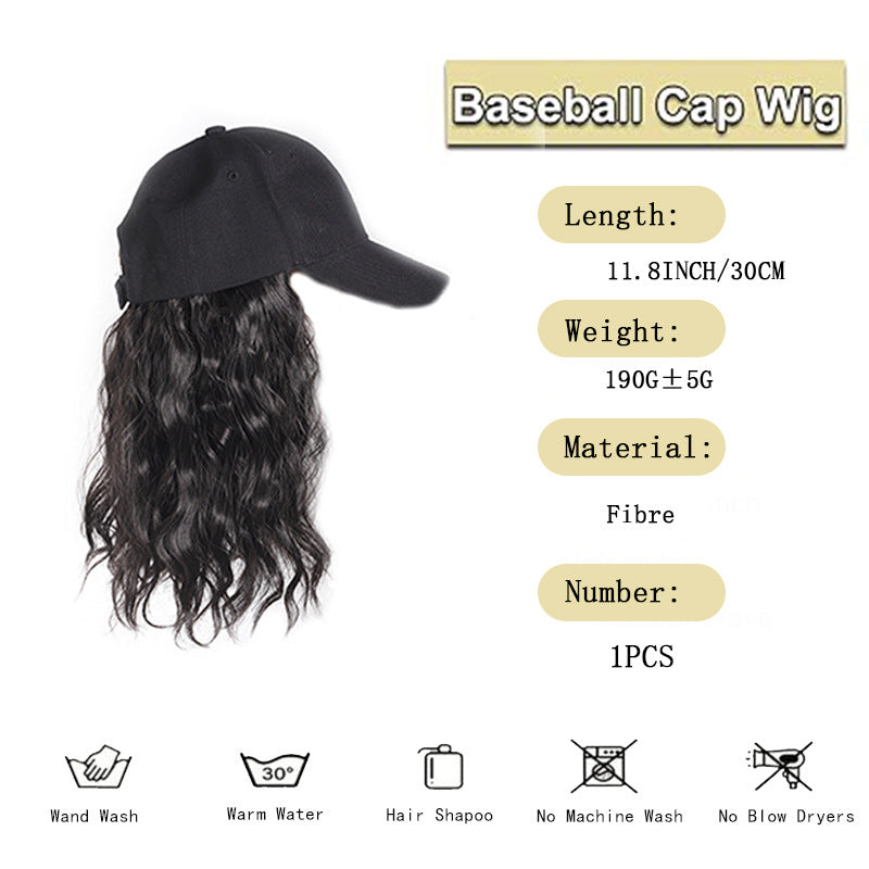 Hat Fashion Black Peaked Cap Corn Wig Short Curly Hair