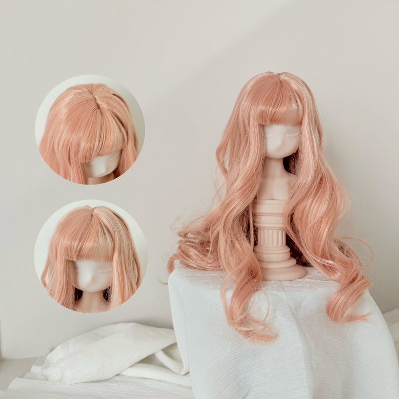 Silk Straight Bangs Long Curly Hair Dress Up Cos Wig