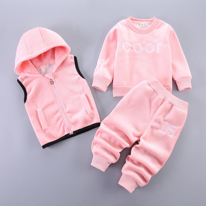 Children's Korean Style Clothing Fleece Padded Bear Children's Suit