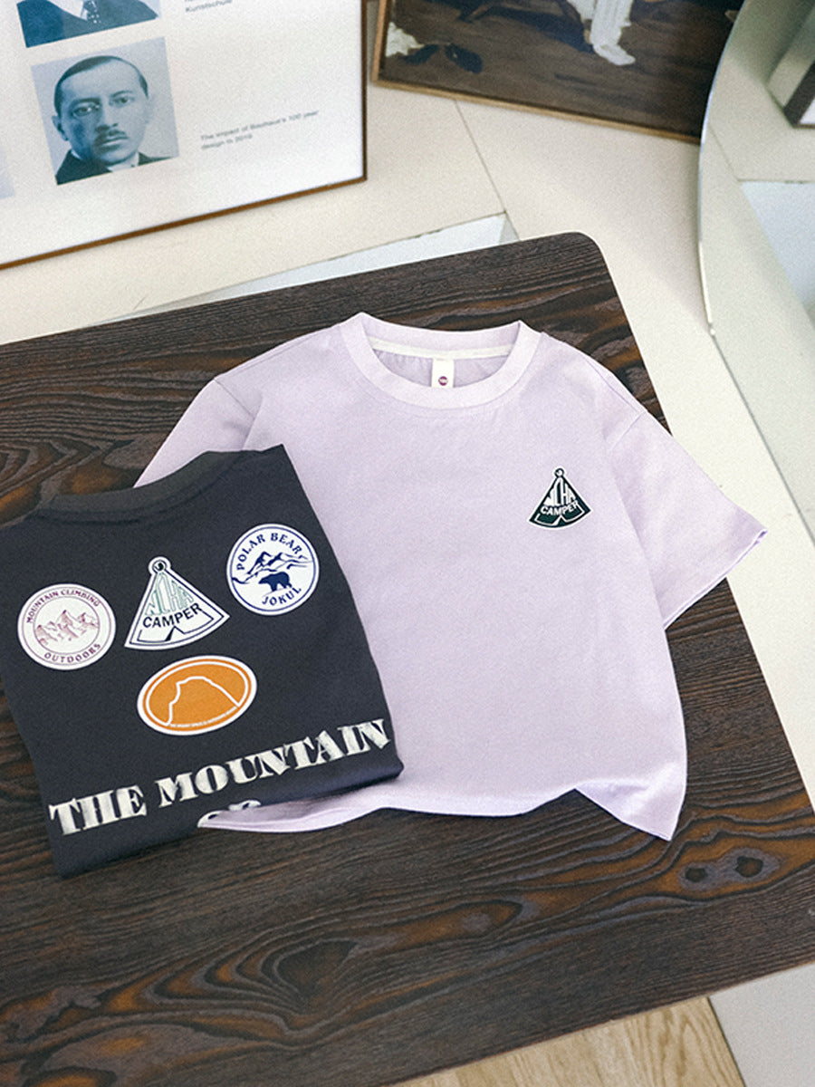 Children's Short-sleeved Summer Outdoor Camping Top Soft Cotton Children's T-shirt