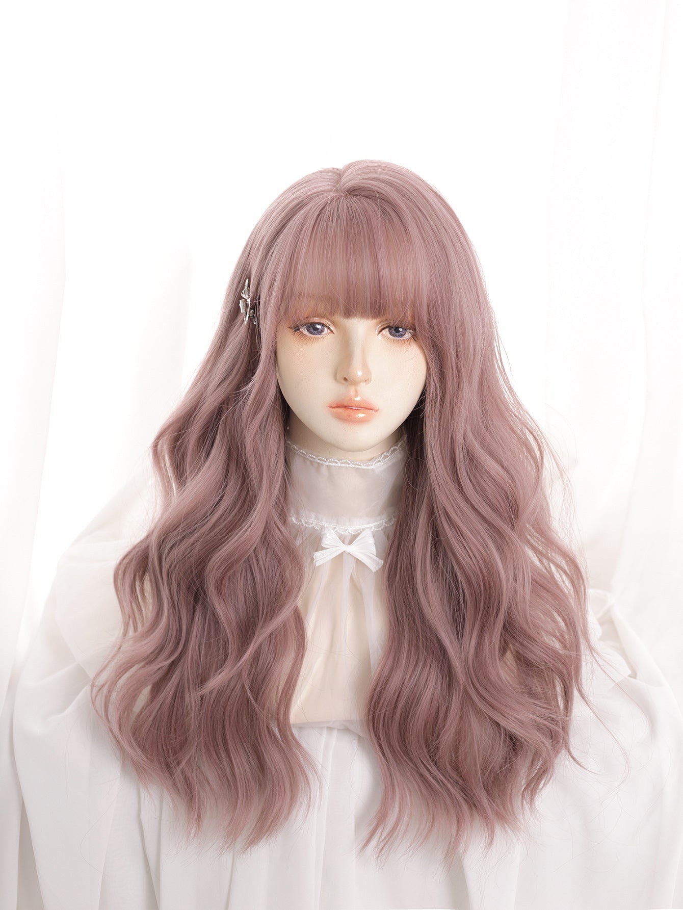 Female Hair Pink Curly Natural Realistic Wig Long Curls
