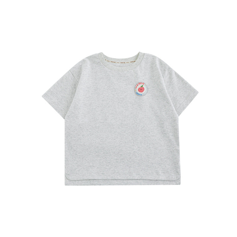 Wu Boy's Summer Fruit Short-sleeved Round Neck Loose Casual Children's T-shirt
