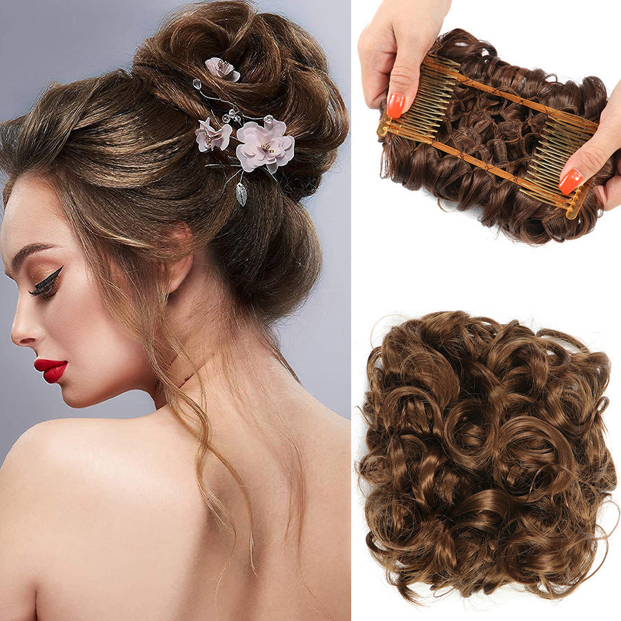 Women's Synthetic Hair Bag Comb Curly Multicolor Elastic Wig Ponytail