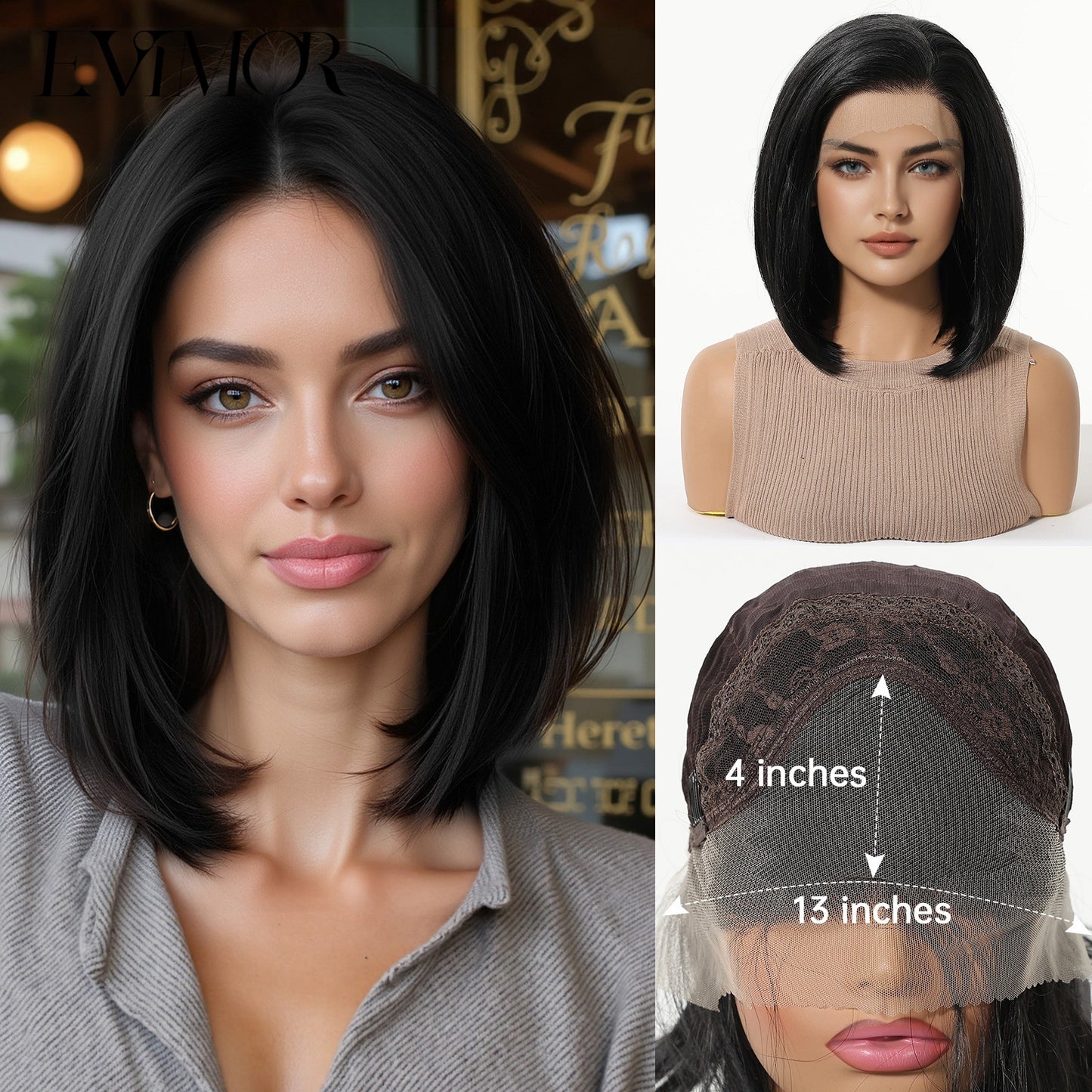 Women's Crocheted Lace On Forehead Fiber Gradient Golden Wig Short Straight Hair
