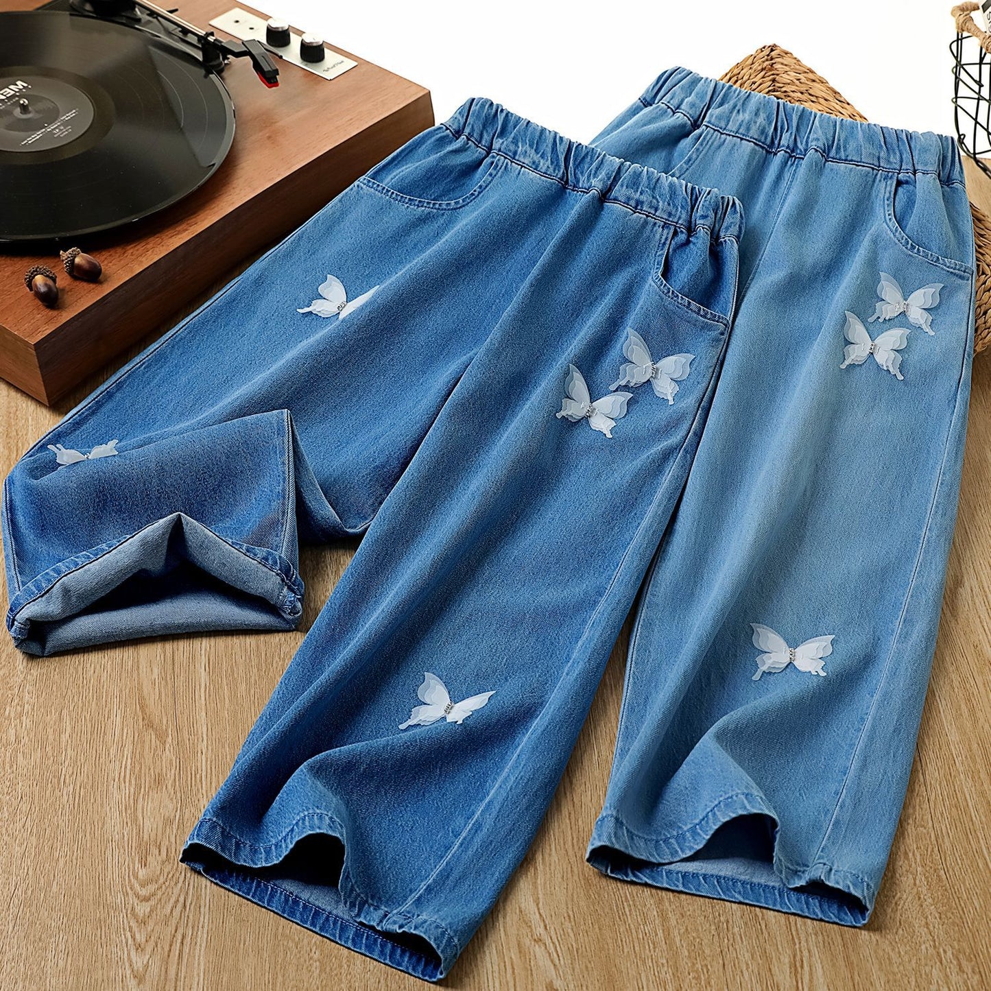 Children's Domestic Matchet Three-dimensional Butterfly Middle Big Children's Pants