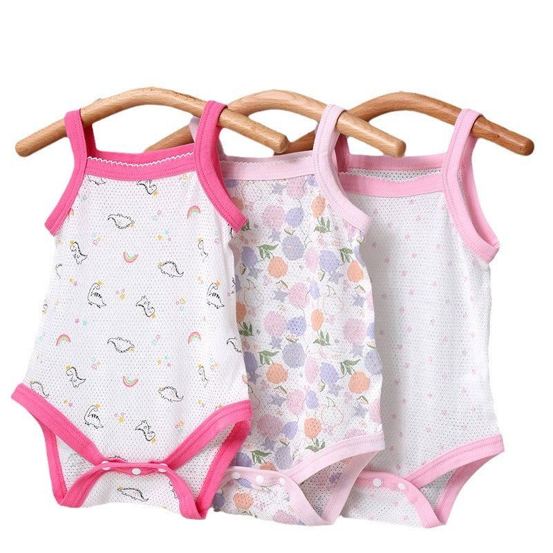 Summer Sling Pure Cotton Class Clothes For Babies One-piece Crawling Jumpsuit, Climbing Suit