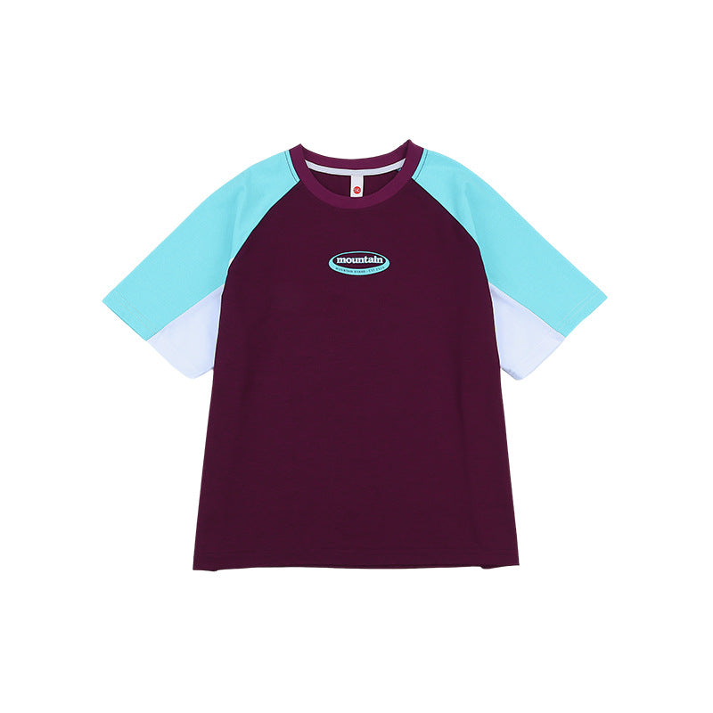 Children's Di Mulberry Cotton Color Contrast Patchwork Design Sense Children's T-shirt