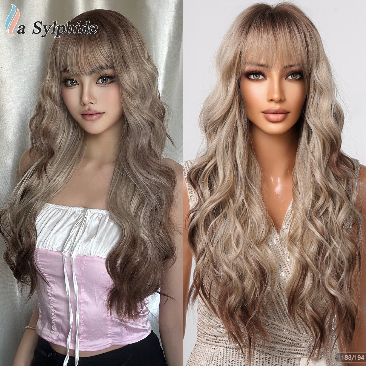 Gradient Black Brown Temperament Mechanism Music Festival Wig Long Curls