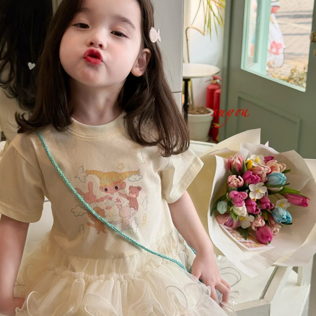 Children's Summer Korean Cute Cartoon Iti T-shirt Children's Dress