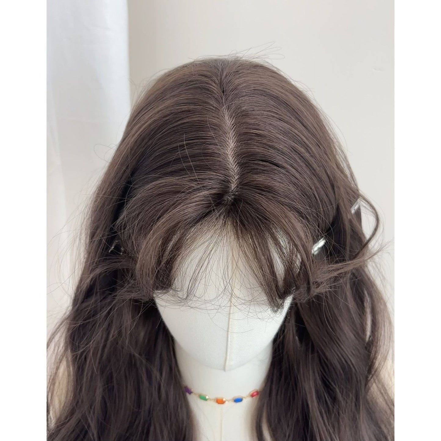 Women's Korean Style Small Curls Long Mid-length Bangs Simulation Real Hair Wig