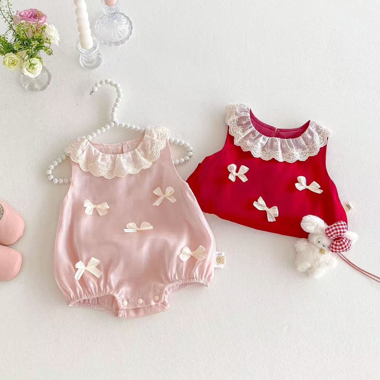 Bowknot Summer Korean Style Sweet Jumpsuit Born One Year Old Jumpsuit, Climbing Suit