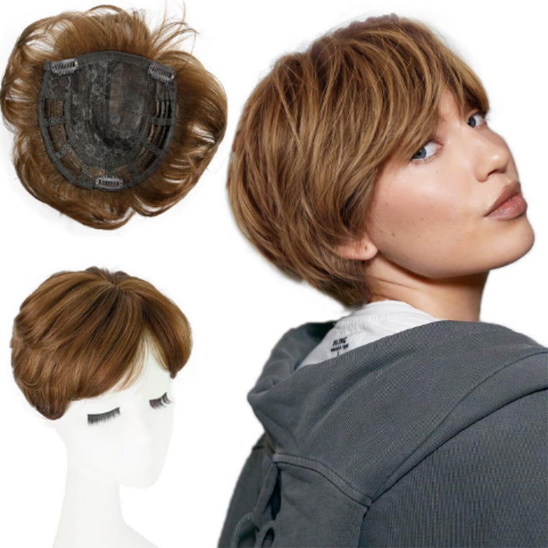 Women's Piece Head Hairpiece Chemical Fiber Increase Cover Wig Short Curly Hair