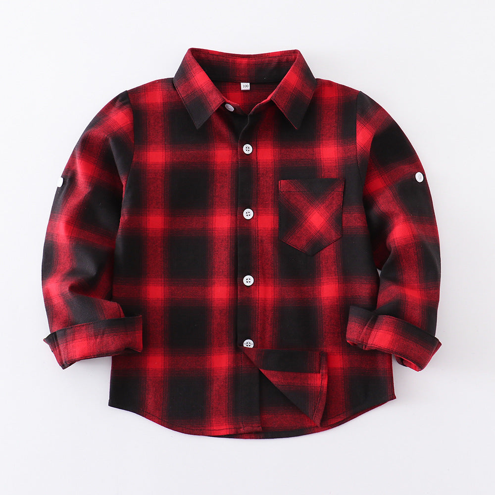 Children's Long-sleeved Plaid Korean Casual Cotton Trendy Western Children's Shirt