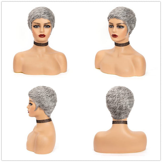 Popular Human Mechanism Gray Granny Grey Real Hair Wig