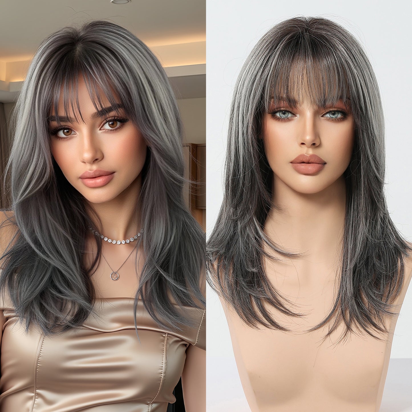 Innovative Summer Refreshing Female Shoulder Gradient Wig Short Straight Hair