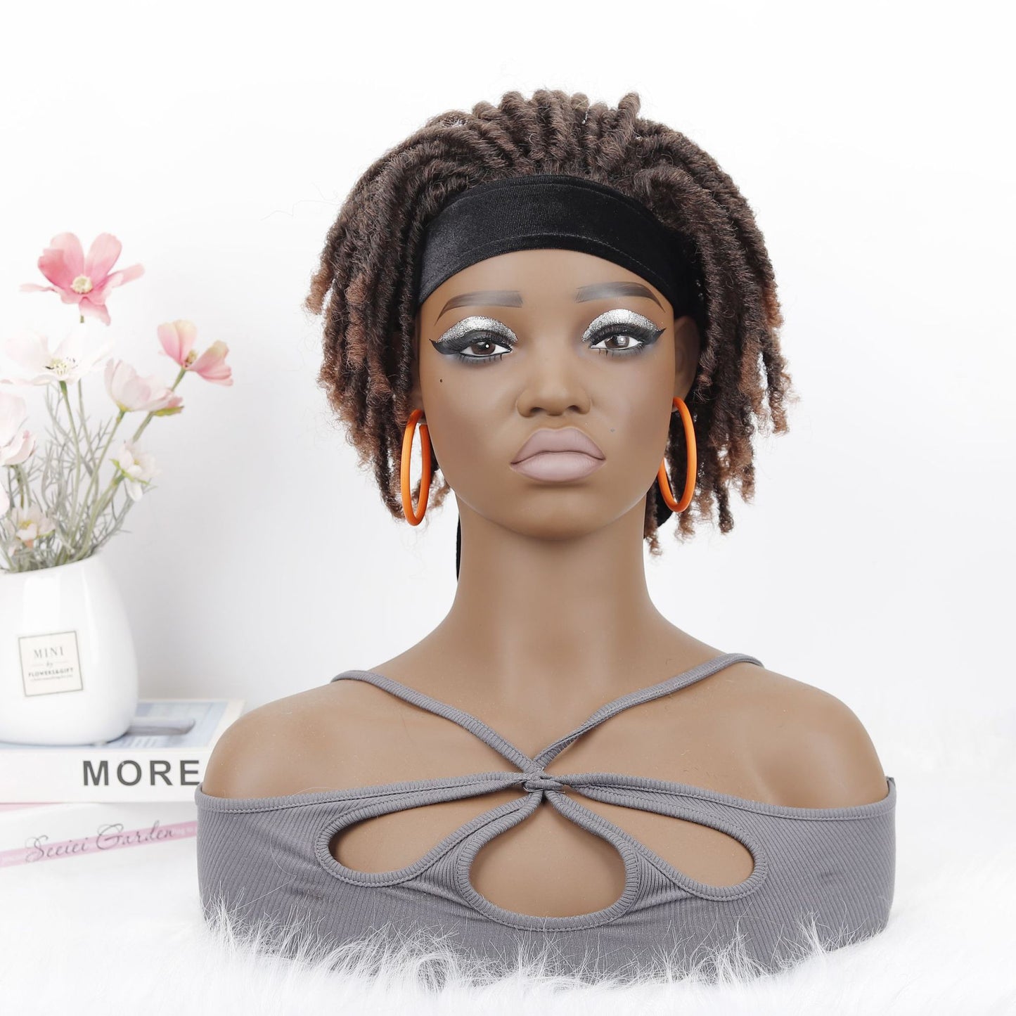 Women's Explosion Head Cover African Tube Qu Hollow Curler Wig Short Curly Hair