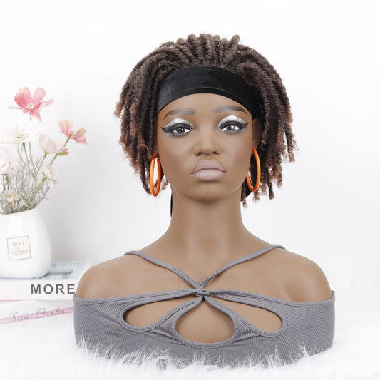 Women's Explosion Head Cover African Tube Qu Hollow Curler Wig Short Curly Hair