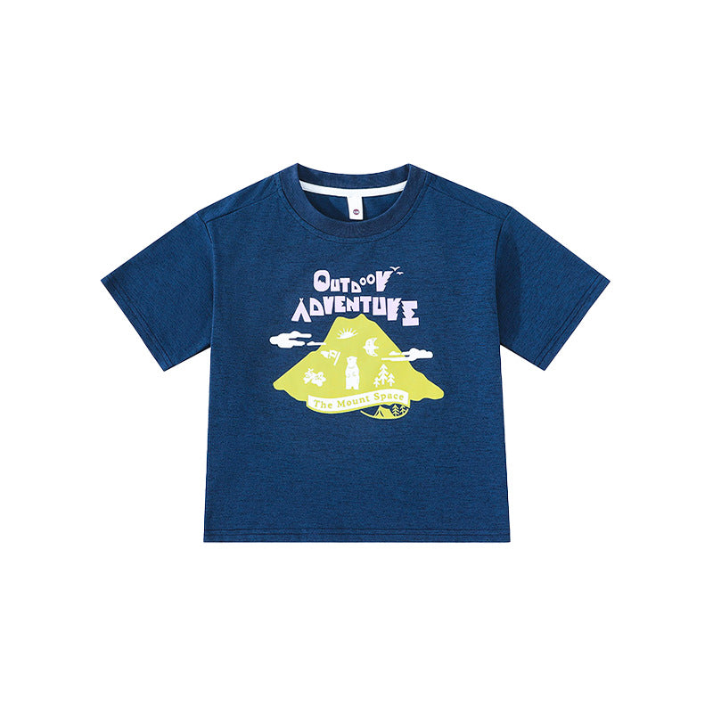 Children's Lightweight Breathable Short-sleeved Mulberry Cotton Outdoor Sports Half Sleeve Children's T-shirt