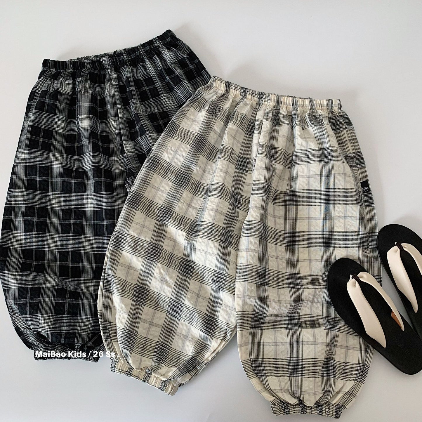 Children's Boy's Summer Korean Style Loose Thin Plaid Trousers Boy Children's Pants