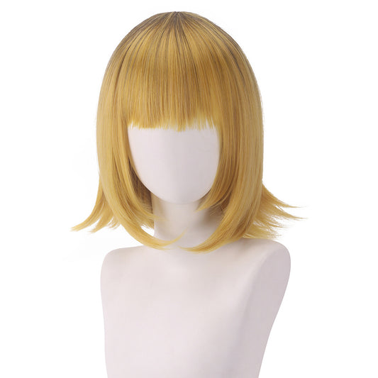 Brown Dyed Gradient Yellow Turn-up Short Cos Wig