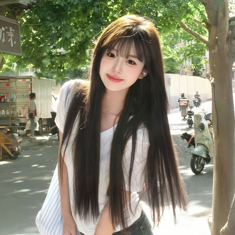 Women's Increase Hair Amount Girly Temperamental Daily Black Long Straight Wig