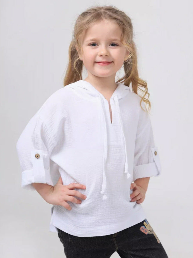 Cotton Linen Thin Top Sun Protection Children's T-shirt