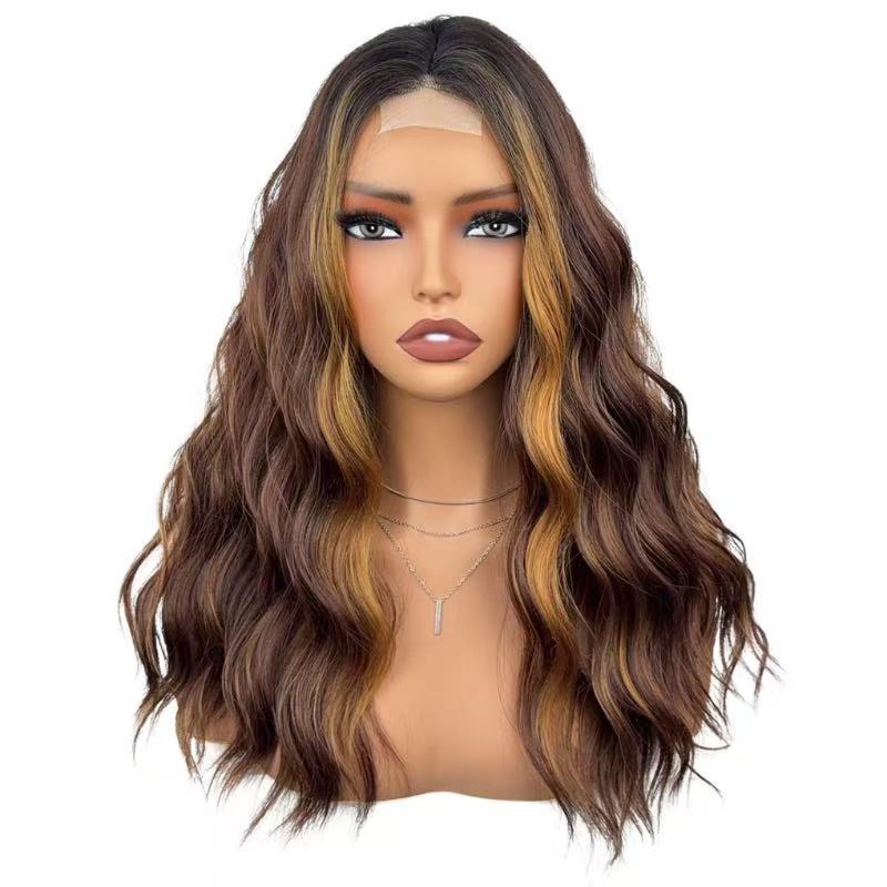 Women's Front Lace Curly Hair Mid-length Fiber Wig Long Curls