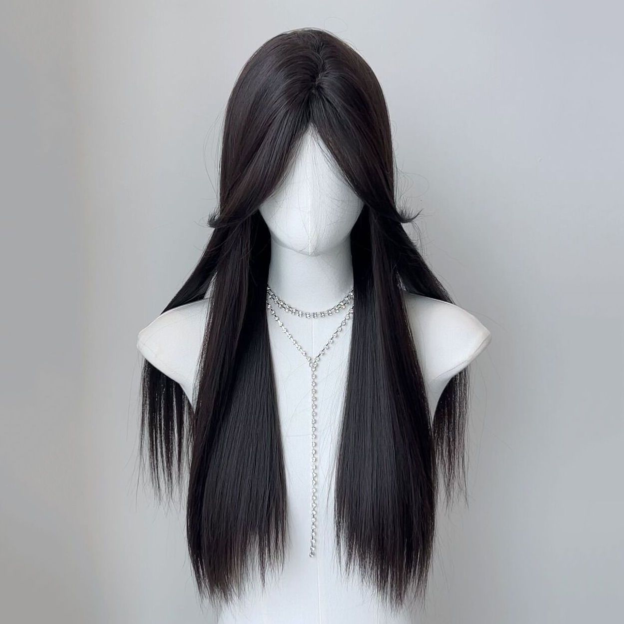 Women's Full Top Style Collection Medium Big Wave Black Straight Wig Long Curls