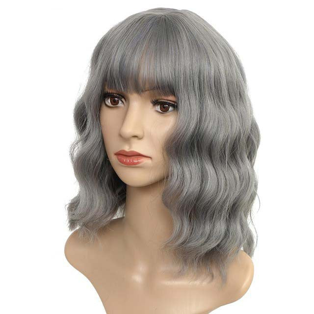 Women's Air Bangs Wavy Water Ripple Wig Short Curly Hair