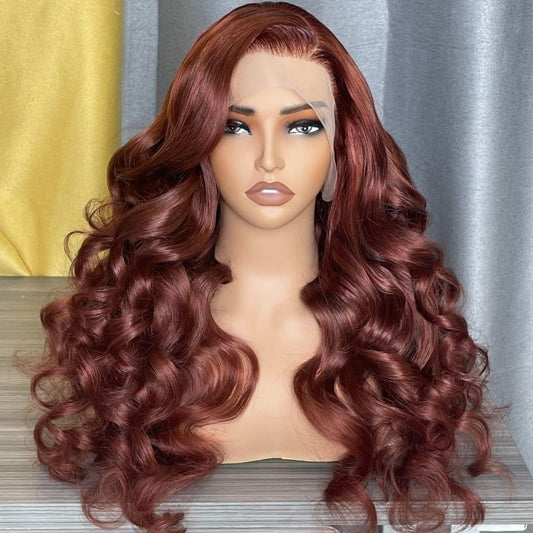 Classy Beautiful Unique Source Red Brown Wig Long Curls