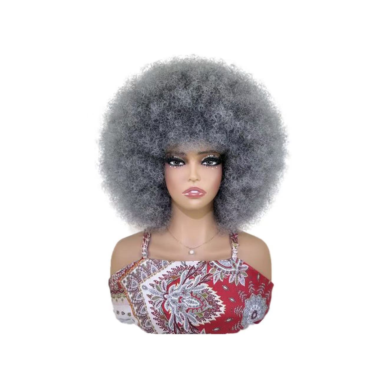 Afro Black African Wigs With Small Head Cover Fluffy Wig Short Curly Hair