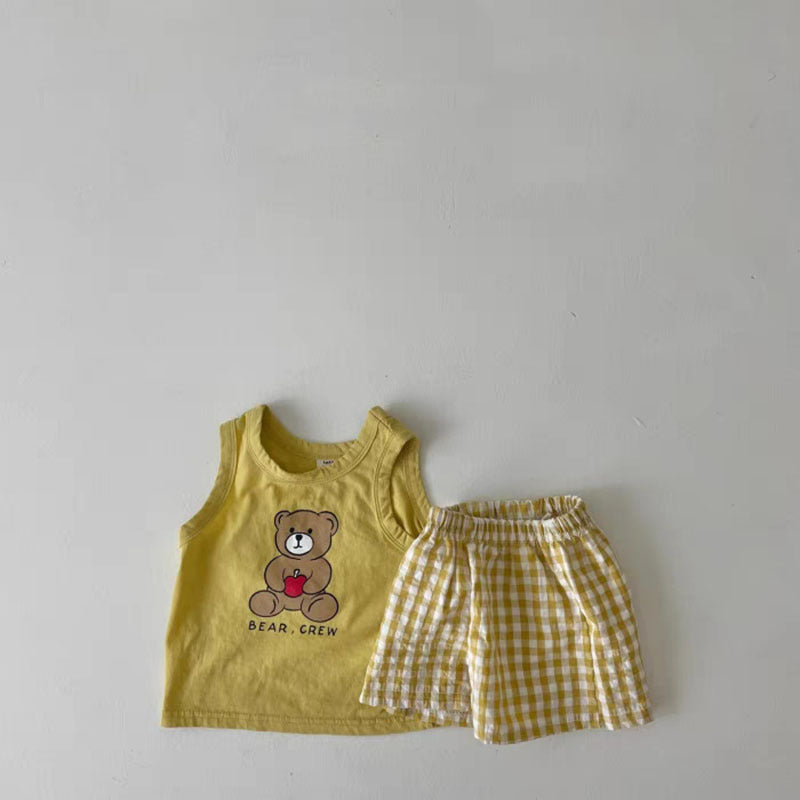 Children's Korean Style Summer Thin Cotton Loose Children's Suit