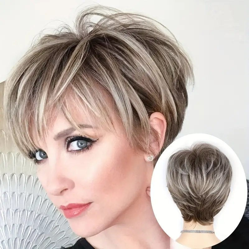 Female Head Cover Chemical Fiber Lady Wig Short Curly Hair