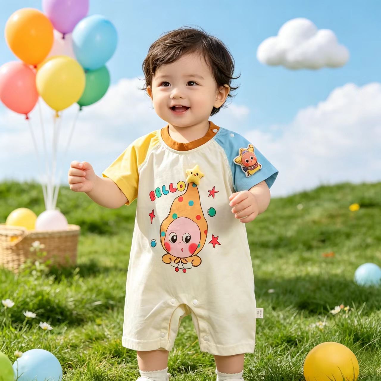 Sleeve Rompers Cartoon People Cute Super Romper Jumpsuit, Climbing Suit