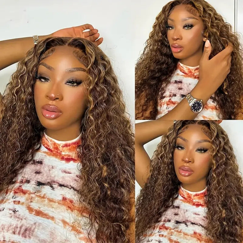 Medium Brown Mixed Color African Small Wig Long Curls