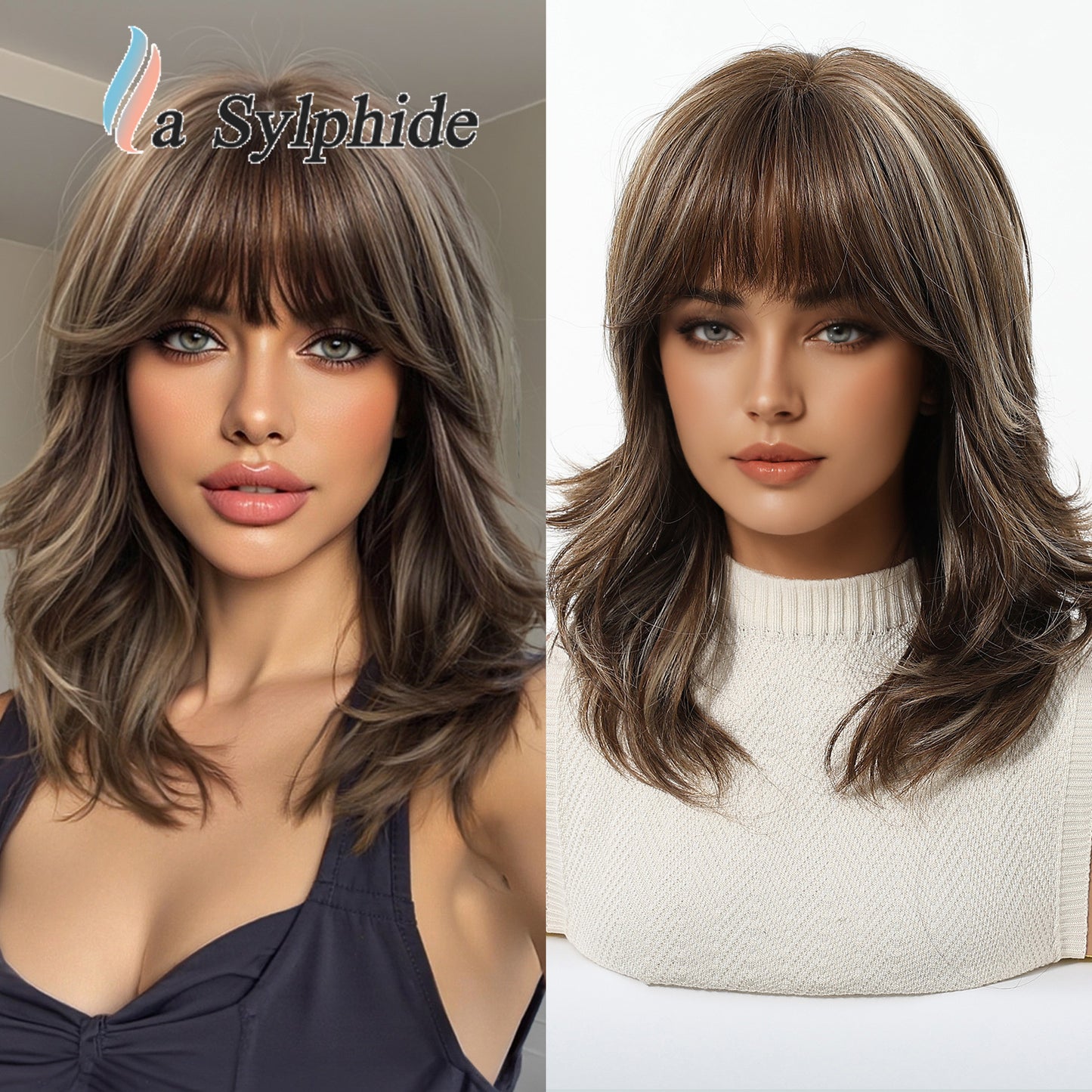 Women's Lightweight Breathable Mid-length Natural One-piece Collarbone Simulation Full Wig Short Straight Hair