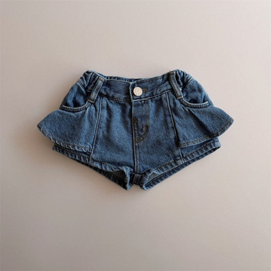 Denim Shorts Korean Style Solid Color Floral Cute Western Anti Children's Pants