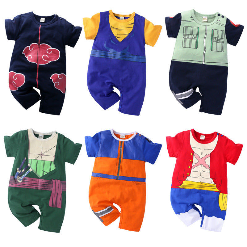 Summer Cartoon Anime Boy Short Sleeve Jumpsuit, Climbing Suit