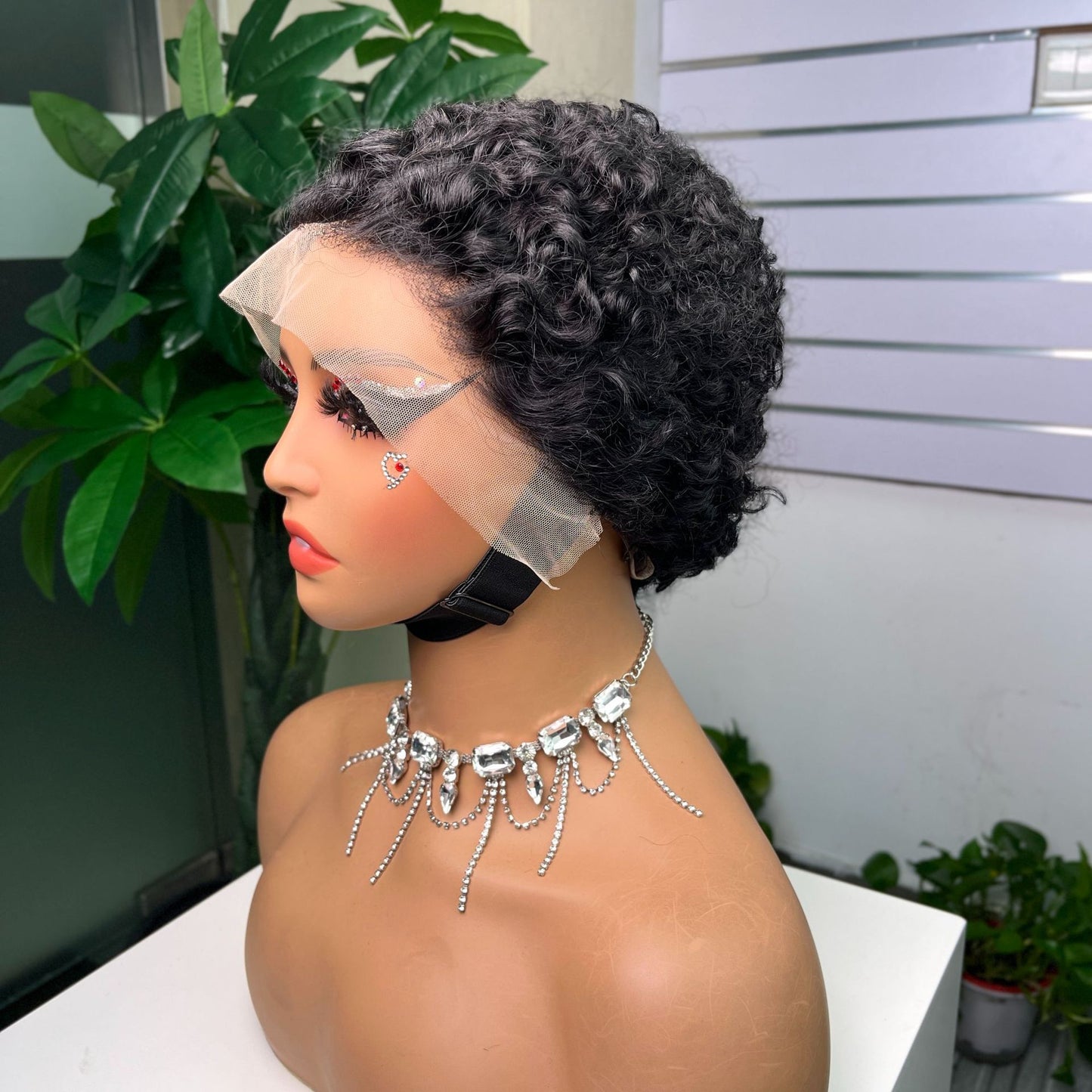 Human Front Lace Elf Short Curly Side Real Hair Wig