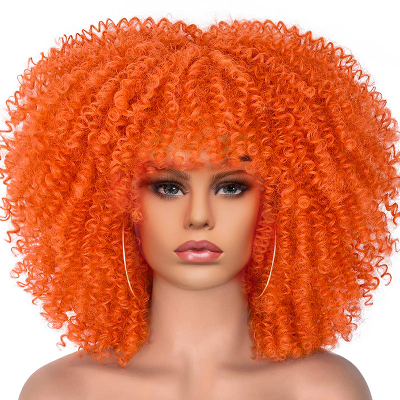 African Small Afro Rose Net Synthetic Wig Short Curly Hair